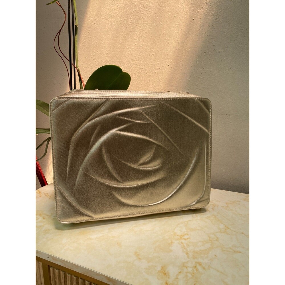 New Lancome Gold Rose Metallic Cosmetic Case 13" x 10" x 3"